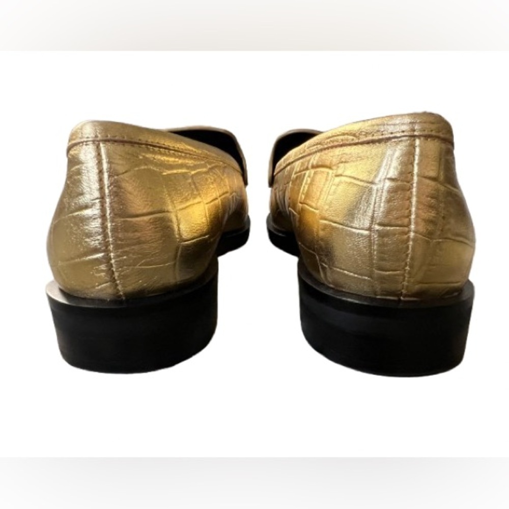 NWOT Rebecca Minkoff Women's Pacey Penny Pointed Loafer In Gold Leather … - Picture 4 of 8